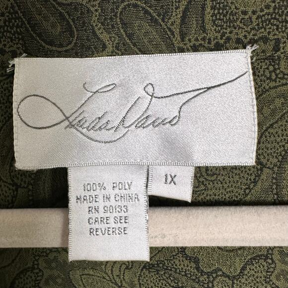 Linda David cardigan 1 button over jacket lightweight green paisley plus size ￼ - Picture 4 of 11